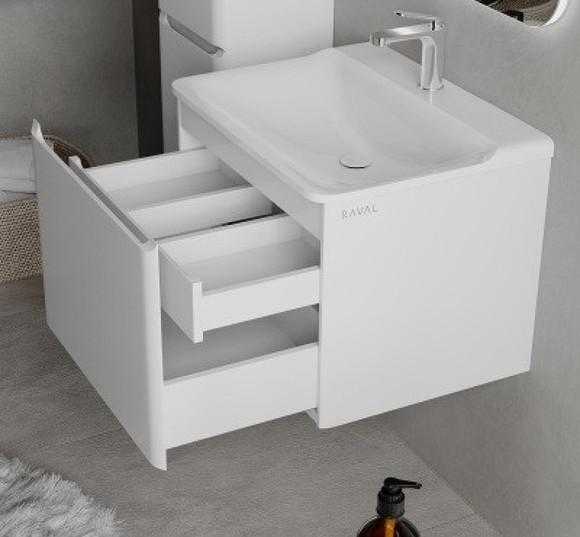 Тумба под раковину Raval Welto 60 Wel.01.60/P/W/RL подвесная Белая