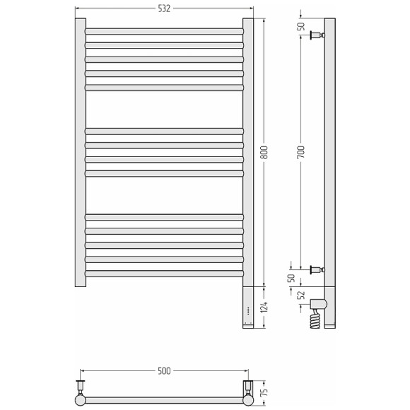 Электрический полотенцесушитель Сунержа Богема 3.0 прямая 800x500 R 00-5805-8050 Хром