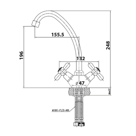 Смеситель для кухни Kaiser Carlson 11022 Хром Смеситель для кухни Kaiser Carlson 11022 Хром