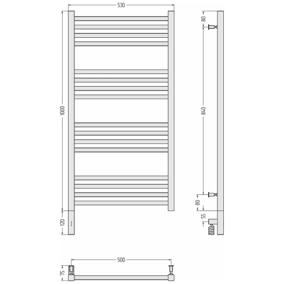 Электрический полотенцесушитель Сунержа Модус 3.0 1000x500 L 31-5700-1050 Черный матовый