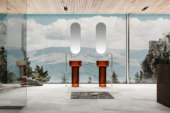 Раковина Abber Kristall 45 AT2702Opal Коричневая Раковина Abber Kristall 45 AT2702Opal Коричневая