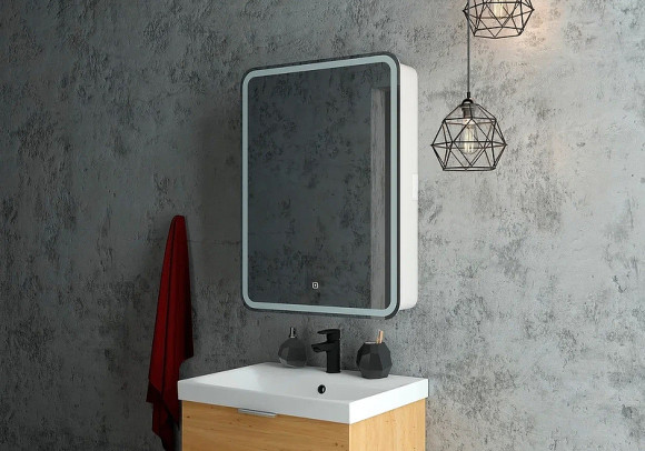 Зеркальный шкаф Континент Elliott LED 55 L МВК015 с подсветкой Белый Зеркальный шкаф Континент Elliott LED 55 L МВК015 с подсветкой Белый