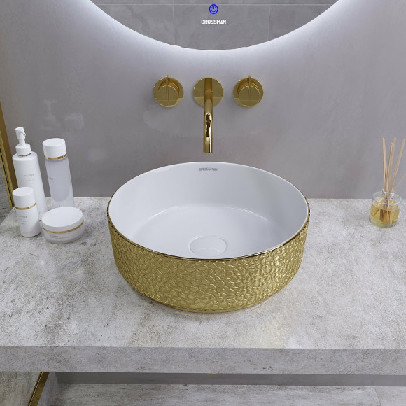 Раковина-чаша Grossman Color 35 GR-5010GWL Золото Белая Раковина-чаша Grossman Color 35 GR-5010GWL Золото Белая
