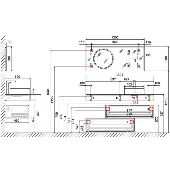 Тумба Jorno Modulare 100 Mdlr.01.100/P/A/JR подвесная Антрацит