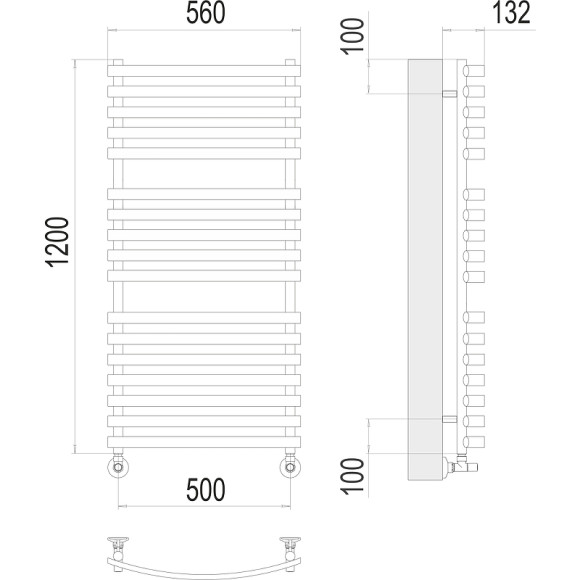 Водяной полотенцесушитель Terminus Капри П17 500х1200 4670078530653 Хром, нижнее подключение, G 1/2" ВР, с комплектом вентилей Водяной полотенцесушитель Terminus Капри П17 500х1200 4670078530653 Хром, нижнее подключение, G 1/2" ВР, с комплектом вентилей