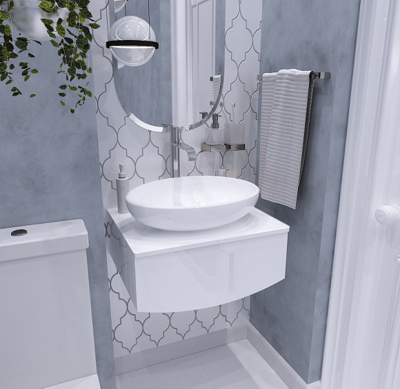 Тумба под раковину 1MarKa Nega 80П Ц0000002813 подвесная Белый глянец