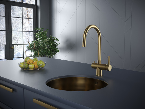 Смеситель для кухни Paulmark Heller He213218-BG Брашированное золото