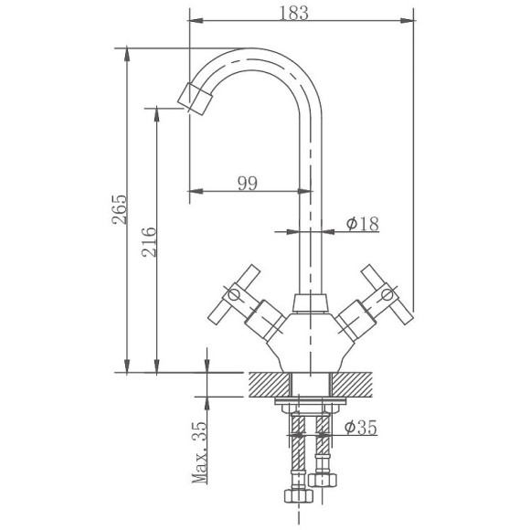 Смеситель для кухни Haiba HB49808 Нержавеющая сталь Смеситель для кухни Haiba HB49808 Нержавеющая сталь