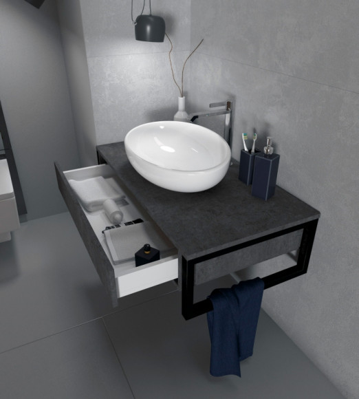 Тумба под раковину 1MarKa Grunge Loft 80П У85848 подвесная Бетон темно-серый Тумба под раковину 1MarKa Grunge Loft 80П У85848 подвесная Бетон темно-серый