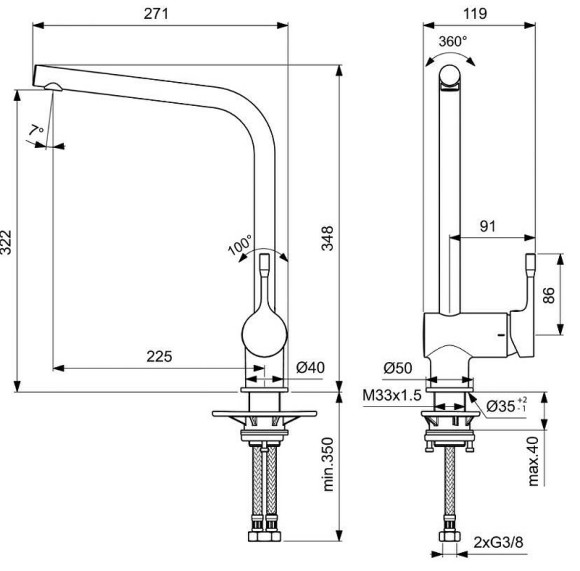 Смеситель для кухни Ideal Standard Ceralook BC174GN Silver Storm