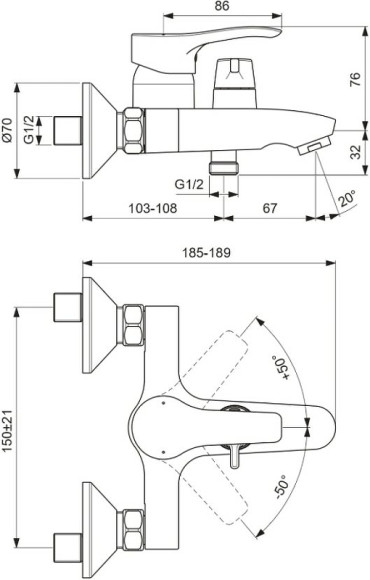 Смеситель для ванны Vidima Meloy BA411AA Хром