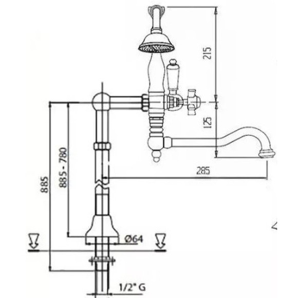 Смеситель для ванны Cezares Diamond DIAMOND-VDP2-03/24-Sw Золото 24 карат Смеситель для ванны Cezares Diamond DIAMOND-VDP2-03/24-Sw Золото 24 карат