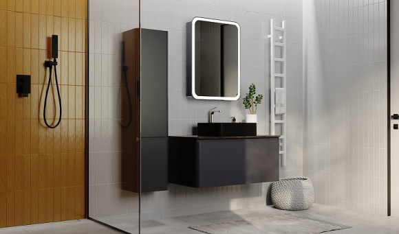 Тумба под раковину Raval Morelle 100 Mrl.01.100/P/A-T/RL подвесная Антрацит Трюфель