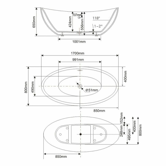 Акриловая ванна Swedbe Vita 170x80 8805 без гидромассажа Акриловая ванна Swedbe Vita 170x80 8805 без гидромассажа