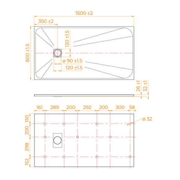 Душевой поддон из стеклопластика RGW TSS-W 150x80 553502815-01 Белый Душевой поддон из стеклопластика RGW TSS-W 150x80 553502815-01 Белый