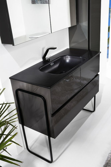 Тумба под раковину Boheme Armadi Art Vallessi 100 837-100-A glossy подвесная Антрацит глянец