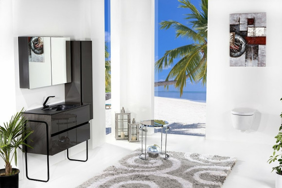 Тумба под раковину Boheme Armadi Art Vallessi 100 837-100-A glossy подвесная Антрацит глянец