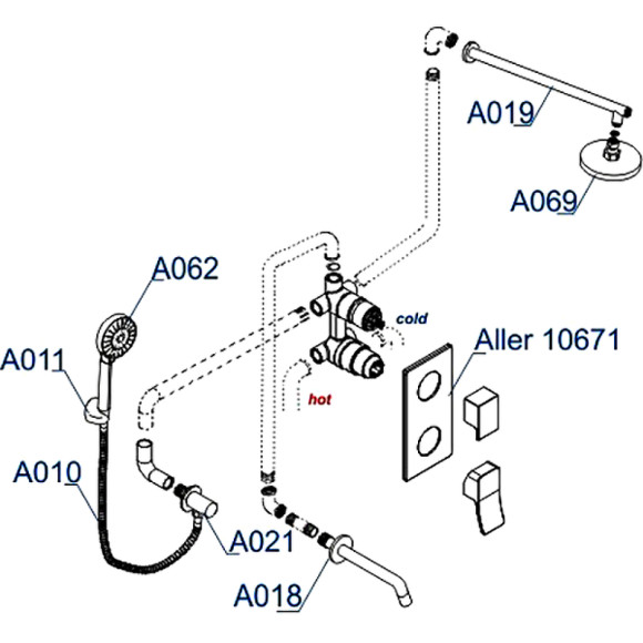 Душевая система WasserKRAFT Aller A171619 Хром