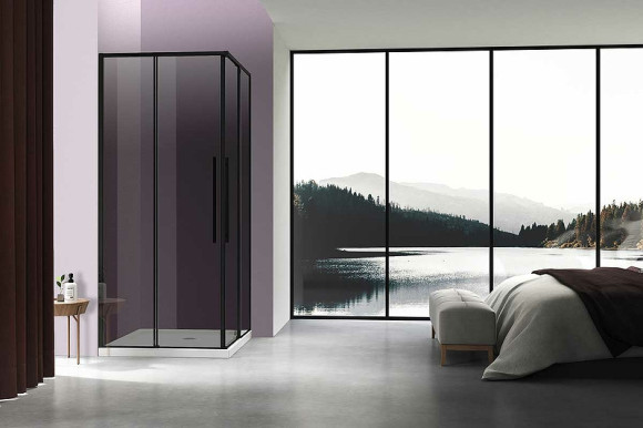 Душевой уголок Vincea Slim-N 100x90 VSS-4SN9010CGB профиль Черный стекло тонированное