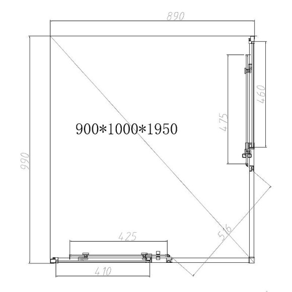 Душевой уголок Vincea Slim-N 100x90 VSS-4SN9010CGB профиль Черный стекло тонированное