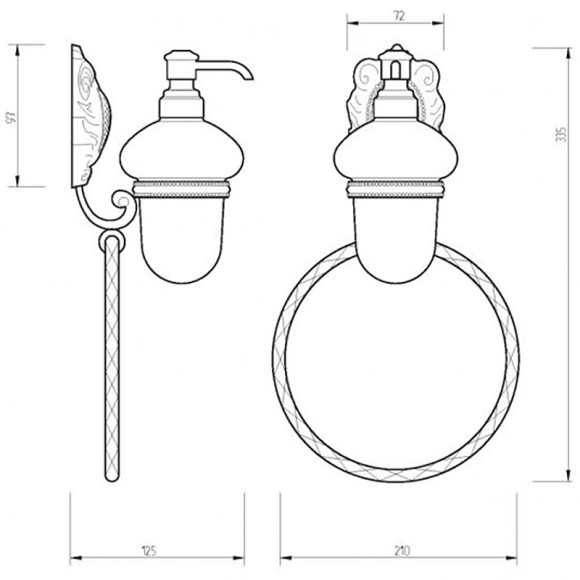Дозатор для жидкого мыла с кольцом для полотенец Migliore Cleopatra 16655 Хром Дозатор для жидкого мыла с кольцом для полотенец Migliore Cleopatra 16655 Хром