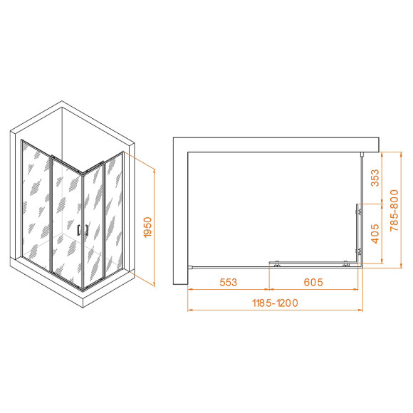 Душевой уголок RGW Passage PA-040 120x80 3508104082-11 профиль Хром стекло прозрачное