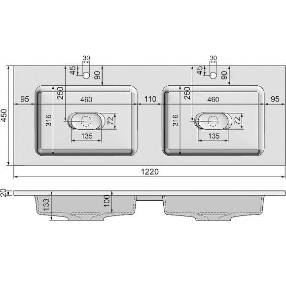 Раковина Jorno Modul 120 Mol.08.120/W двойная Белая Раковина Jorno Modul 120 Mol.08.120/W двойная Белая