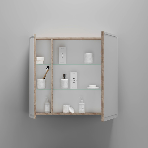 Зеркальный шкаф Sancos Mirror 80 MI80EG с подсветкой Дуб галифакс натуральный Зеркальный шкаф Sancos Mirror 80 MI80EG с подсветкой Дуб галифакс натуральный
