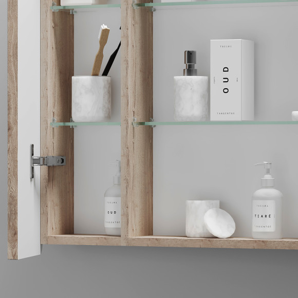 Зеркальный шкаф Sancos Mirror 80 MI80EG с подсветкой Дуб галифакс натуральный Зеркальный шкаф Sancos Mirror 80 MI80EG с подсветкой Дуб галифакс натуральный