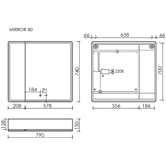 Зеркальный шкаф Sancos Mirror 80 MI80EG с подсветкой Дуб галифакс натуральный Зеркальный шкаф Sancos Mirror 80 MI80EG с подсветкой Дуб галифакс натуральный