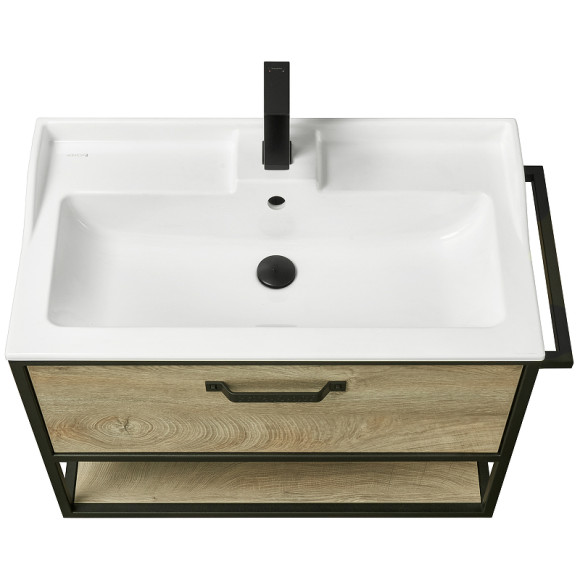 Тумба под раковину Aquaton Лофт Фабрик 80 1A242401LTDU0 подвесная Дуб эндгрейн