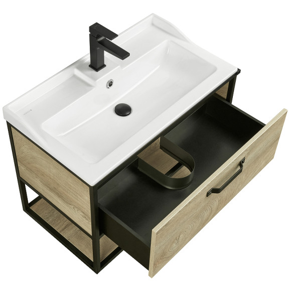 Тумба под раковину Aquaton Лофт Фабрик 80 1A242401LTDU0 подвесная Дуб эндгрейн