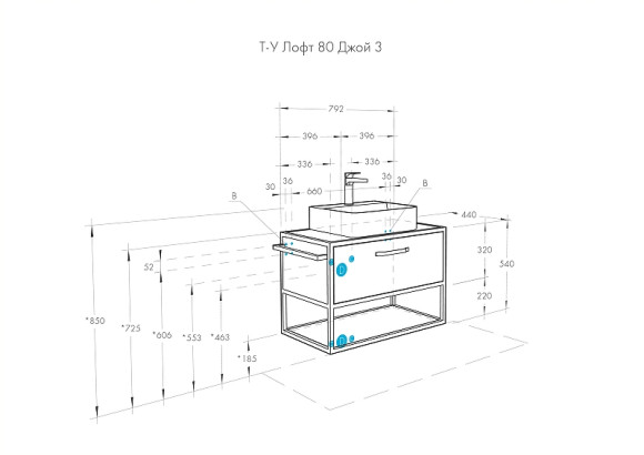 Тумба под раковину Aquaton Лофт Фабрик 80 1A242401LTDU0 подвесная Дуб эндгрейн