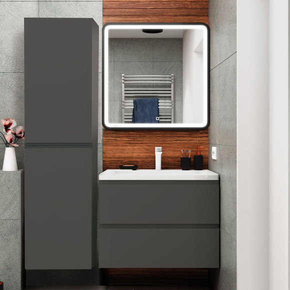 Шкаф пенал Art&Max AM-Bianchi-1500-2A-SO-GM подвесной Серый матовый