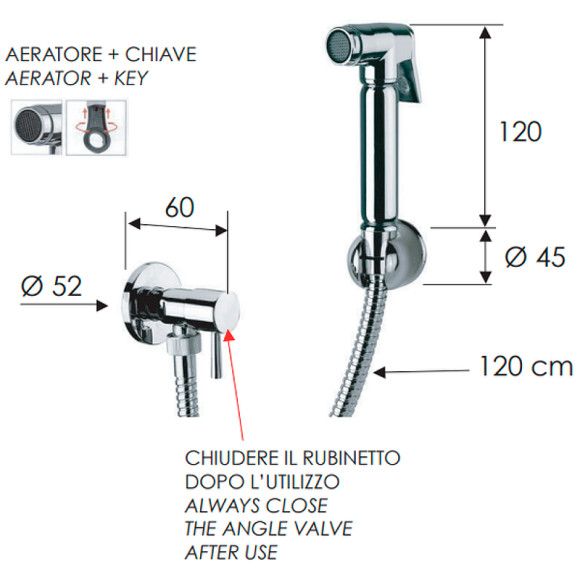 Гигиенический душ с запорным вентилем Remer 332RELA Хром Гигиенический душ с запорным вентилем Remer 332RELA Хром
