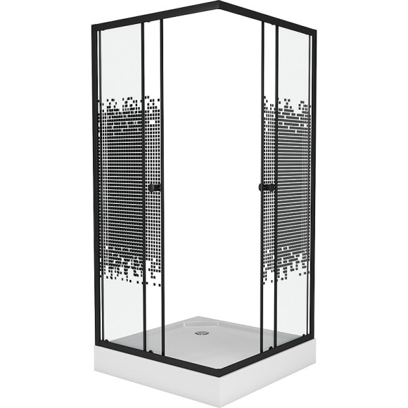 Душевой уголок Niagara Eco 100х100 NG-010-14Q Black профиль Черный стекло с рисунком