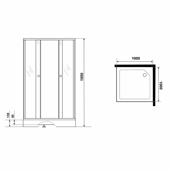 Душевой уголок Niagara Eco 100х100 NG-010-14Q Black профиль Черный стекло с рисунком Душевой уголок Niagara Eco 100х100 NG-010-14Q Black профиль Черный стекло с рисунком