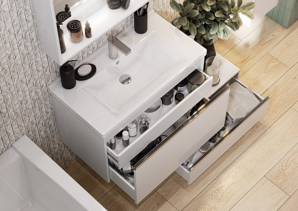 Тумба под раковину Aquaton Капри 80 1A230201KP010 подвесная Белая глянцевая