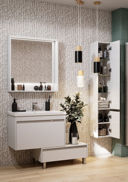 Тумба под раковину Aquaton Капри 80 1A230201KP010 подвесная Белая глянцевая