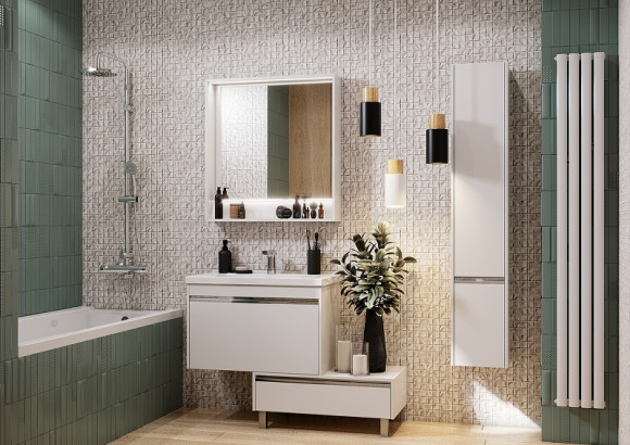 Тумба под раковину Aquaton Капри 80 1A230201KP010 подвесная Белая глянцевая