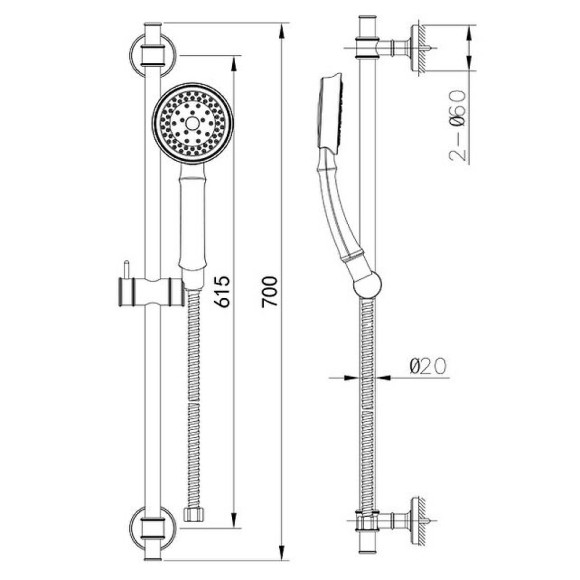 Душевой гарнитур Caprigo Parts 99-569-crm Хром