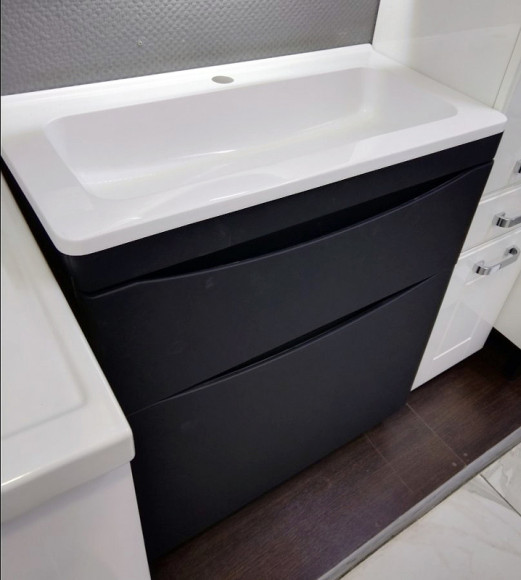 Тумба под раковину Style Line Бергамо мини 90 Люкс Plus СС-00002363 Черная антискрейч Тумба под раковину Style Line Бергамо мини 90 Люкс Plus СС-00002363 Черная антискрейч