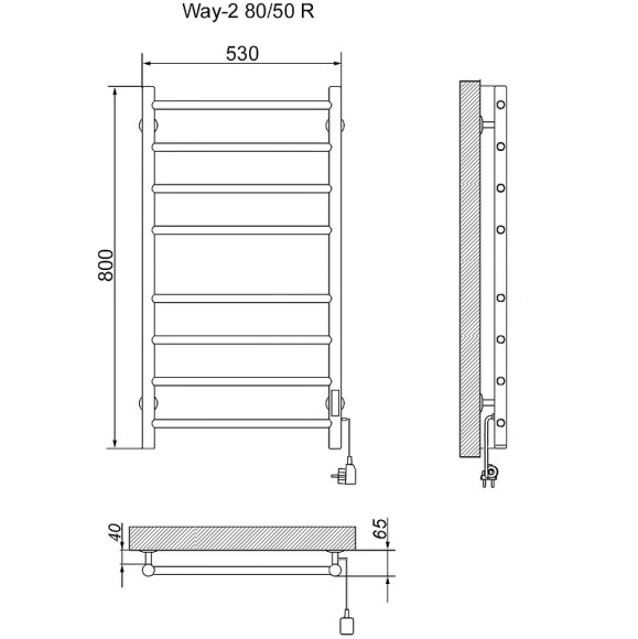 Электрический полотенцесушитель Ника Way-2 80/50 Хром Электрический полотенцесушитель Ника Way-2 80/50 Хром