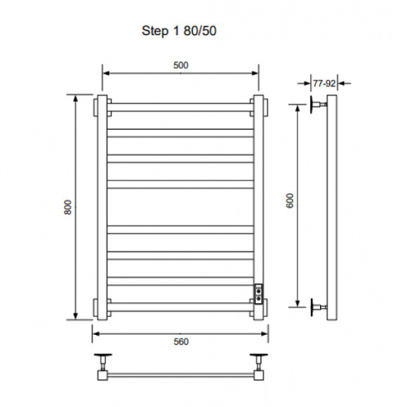 Электрический полотенцесушитель Ника Step-1 80/50 U Хром Электрический полотенцесушитель Ника Step-1 80/50 U Хром