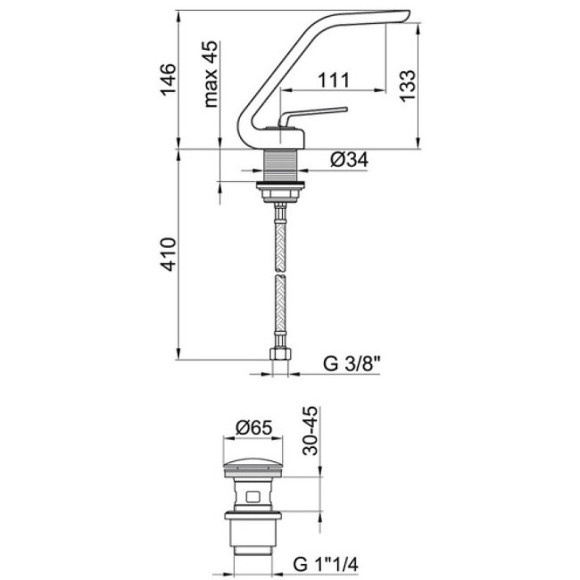 Смеситель для раковины Webert Wolo WO830102564 Черный матовый