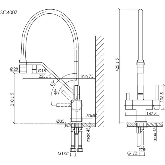 Смеситель для кухни Sancos Loro SC4007GG Вороненая сталь Черный Смеситель для кухни Sancos Loro SC4007GG Вороненая сталь Черный