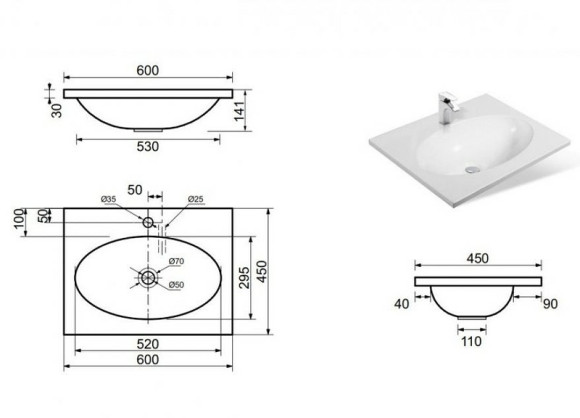 Раковина Эстет Вегас 60 ФР-00000777 Белая Раковина Эстет Вегас 60 ФР-00000777 Белая