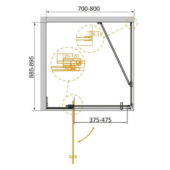 Душевой уголок Cezares Slider 80x90 SLIDER-AH-1-90-70/80-C-NERO профиль Черный матовый стекло прозрачное