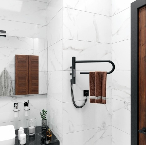 Электрический полотенцесушитель Vincea 39х25 VTD-1P1BE Черный матовый