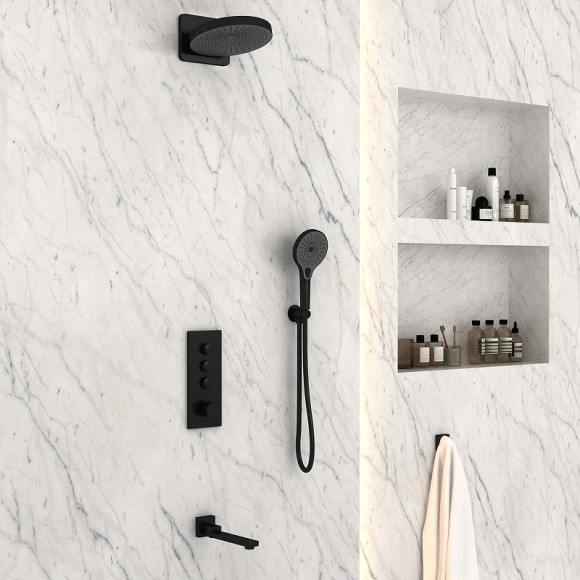 Душевая система Vincea Inspire VSFW-433TI1MB с термостатом Черная матовая Душевая система Vincea Inspire VSFW-433TI1MB с термостатом Черная матовая